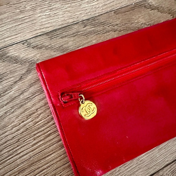 Designer CC Vintage Lambskin Double Flap Timeless Wallet Clutch Red - Picture 5 of 10